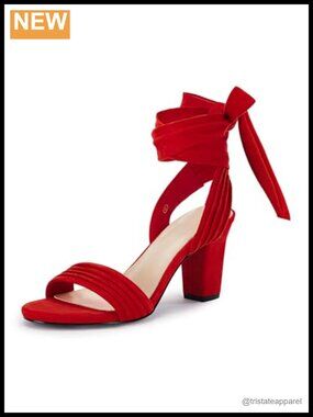 Faux Suede Strappy High Heels Chunky Heel Lace Up Sandals